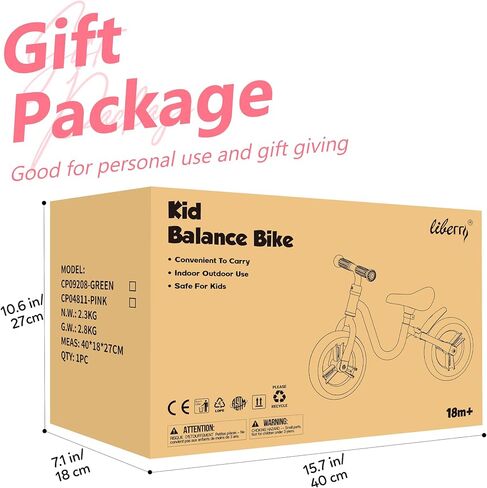 Liberry دراجة توازن للأطفال الصغار لعمر 1 2 3 4 سنوات، دراجة أطفال مع مقعد قابل للتعديل ومقود، لعبة ركوب للأولاد والبنات هدية عيد الميلاد الأول (وردي) in Kuwait
