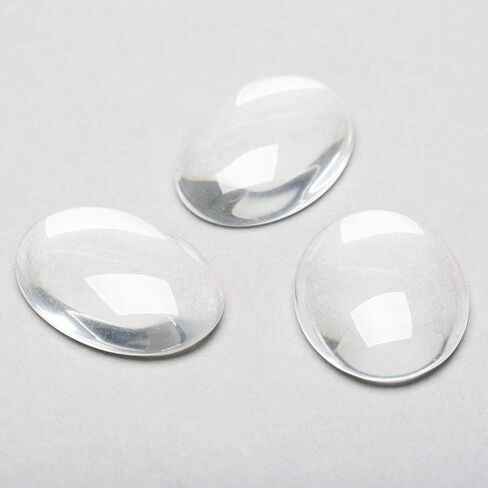 dophee Oval Glass Cabochon for Jewelry Making, Clear Dome Tiles Cabochons with Flat Back, Dome Bead Cameo Cabochon Tile for DIY Craft Photo, Pendants, Rings, Necklace, 25x18mm, 50-Pack in Kuwait