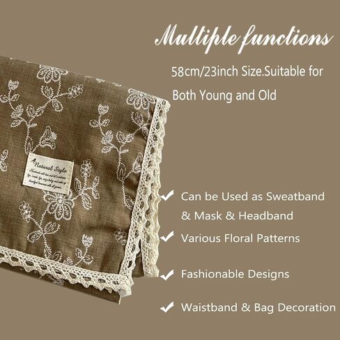 Cotton Bandana Headband for Men & Women, Head Wrap, Hair Neck Scarf Square Handkerchiefs 23" x 23" in Saudi Arabia