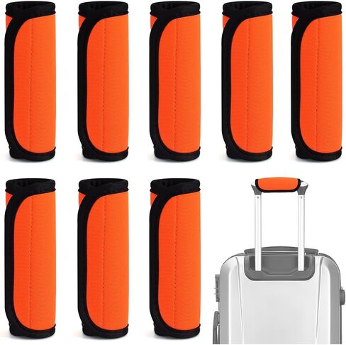 8 Pcs Soft Luggage Handle Wrap Grip Cover Identifiers, Vivid Orange Suitcase Handle Wraps, Waterproof Luggage Handle Covers Tags Accessories for Travel Bag Trolley Case Airplane (Orange) in Saudi Arabia