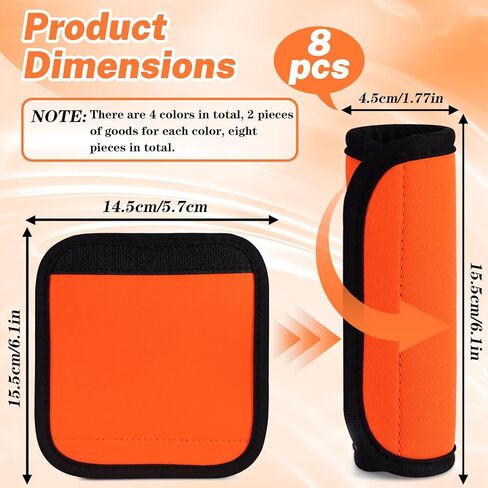 8 Pcs Soft Luggage Handle Wrap Grip Cover Identifiers, Vivid Orange Suitcase Handle Wraps, Waterproof Luggage Handle Covers Tags Accessories for Travel Bag Trolley Case Airplane (Orange) in Kuwait
