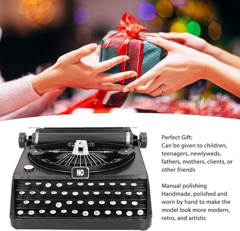 Antique Typewriter Model, Black White Artistic Vintage Typewriter Prop, Iron Portable Manual Typewriter Model for Home Decoration Ornaments, Eye Catching Appearance, PenRuxawigp23dgz in Saudi Arabia