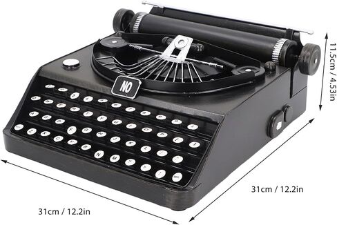 Antique Typewriter Model, Black White Artistic Vintage Typewriter Prop, Iron Portable Manual Typewriter Model for Home Decoration Ornaments, Eye Catching Appearance, PenRuxawigp23dgz in Saudi Arabia