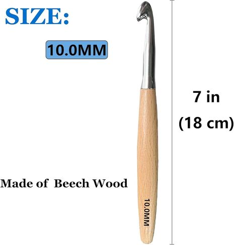 BsHooker Beech Wood Handle Crochet Hooks,10mm Ergonomic Crochet Hooks for Beginners and Arthritic Hands,Comfortable Grip in Saudi Arabia