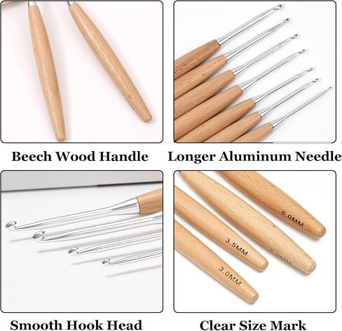 BsHooker Beech Wood Handle Crochet Hooks,10mm Ergonomic Crochet Hooks for Beginners and Arthritic Hands,Comfortable Grip in Saudi Arabia