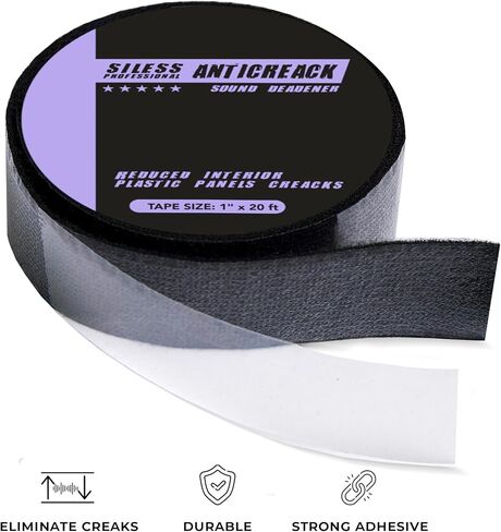 شريط Siles Anticreak 1 حزمة 1 بوصة × 20 قدم مضاد للحشرجة، مضاد للصرير، مضاد للصرير للسيارات والمركبات الترفيهية والقوارب | مثالية للداشبورد، والأبواب، وأحزمة الأمان، والزخرفة الداخلية، والأسلاك in Saudi Arabia