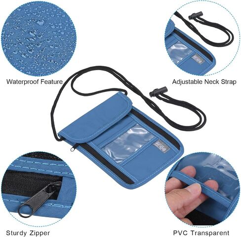 PATIKIL Neck Wallet, Passport Holder RFID Waterproof Travel Wallet Neck Pouch with Adjustable Strap for Women & Men, Black in Saudi Arabia