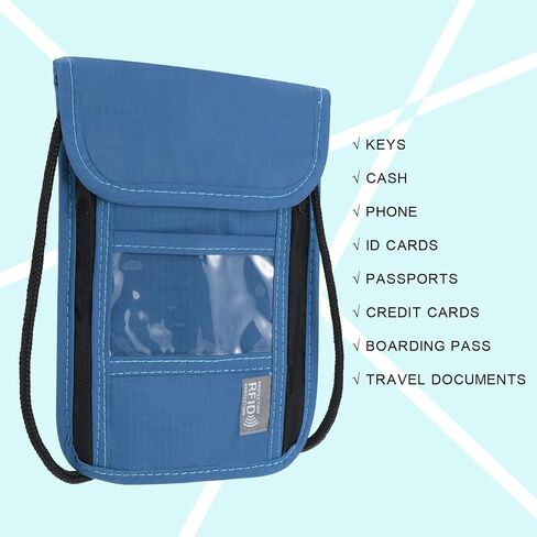 PATIKIL Neck Wallet, Passport Holder RFID Waterproof Travel Wallet Neck Pouch with Adjustable Strap for Women & Men, Black in Saudi Arabia