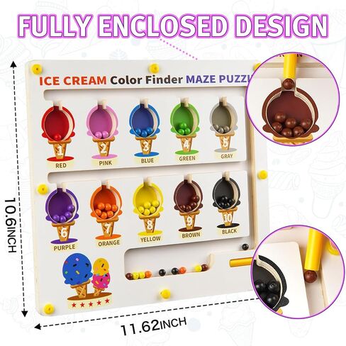 Magnetic Color and Number Maze, Wooden Color Matching Learning Counting Puzzle Board, Montessori Toys Gift for Boys Girls Toddlers Preschool 3 4 5 Years in Saudi Arabia