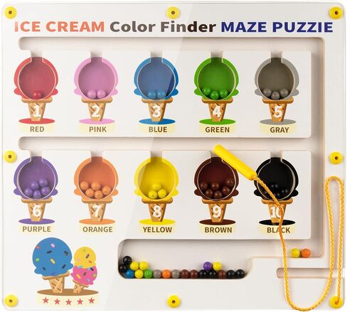 Magnetic Color and Number Maze, Wooden Color Matching Learning Counting Puzzle Board, Montessori Toys Gift for Boys Girls Toddlers Preschool 3 4 5 Years in Saudi Arabia