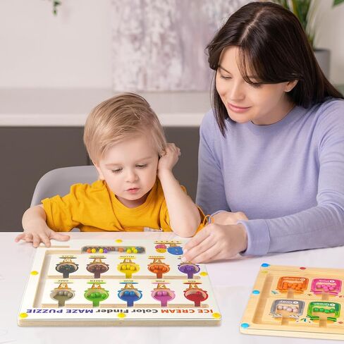 Magnetic Color and Number Maze, Wooden Color Matching Learning Counting Puzzle Board, Montessori Toys Gift for Boys Girls Toddlers Preschool 3 4 5 Years in Saudi Arabia
