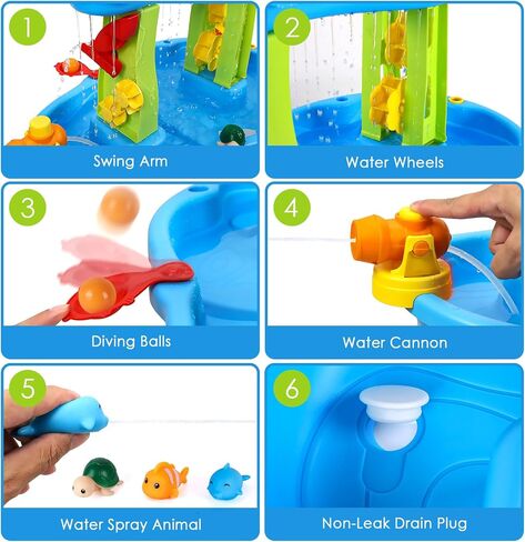 SUPER JOY Water Table for Toddlers 3-5, 3-Tier Kids Water Table with Umbrella, Kids Activity Table Outdoor Toys Water Play Table for Toddlers, Backyard Beach Water Toys for Boys Girls in Saudi Arabia