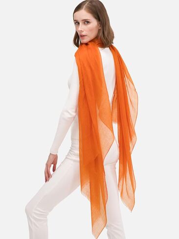 Ovcio Featherlight Orange Cashmere Scarf - 100% Pure Cashmere Wrap Scarf for Women (87x39) with Gift Box in Saudi Arabia