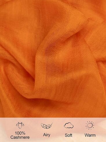 Ovcio Featherlight Orange Cashmere Scarf - 100% Pure Cashmere Wrap Scarf for Women (87x39) with Gift Box in Saudi Arabia
