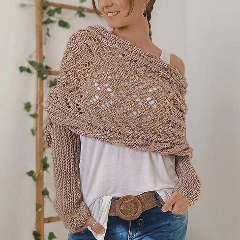 Multifunctional Scarf with Sleeves,Knitted Cable Wrap,Scarf with Sleeves Crochet Pattern,Scarf Sweater Wrap with Sleeves in Saudi Arabia
