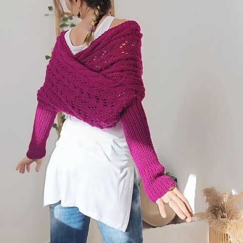 Multifunctional Scarf with Sleeves,Knitted Cable Wrap,Scarf with Sleeves Crochet Pattern,Scarf Sweater Wrap with Sleeves in Saudi Arabia