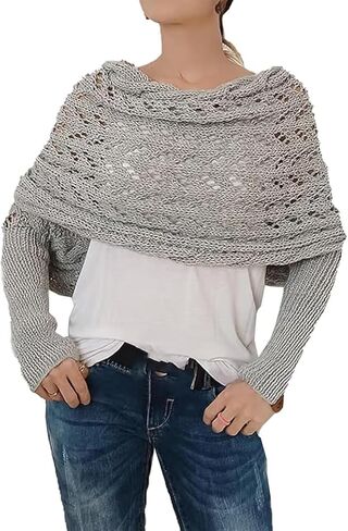 Multifunctional Scarf with Sleeves,Knitted Cable Wrap,Scarf with Sleeves Crochet Pattern,Scarf Sweater Wrap with Sleeves in Saudi Arabia