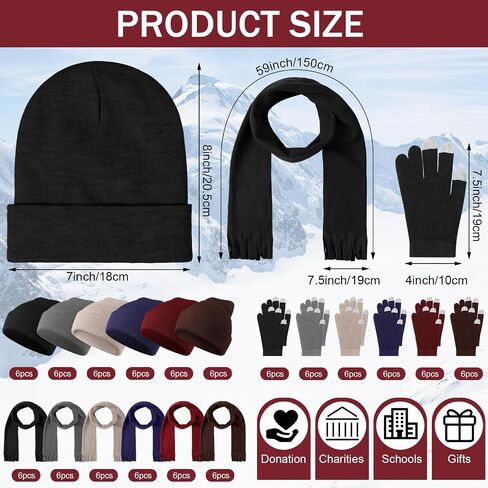 Suhine Winter Hat Scarf Gloves Set Warm Fleece Scarves Touch Screen Gloves Winter Knit Beanie for Women Men Donation Homeless in Saudi Arabia