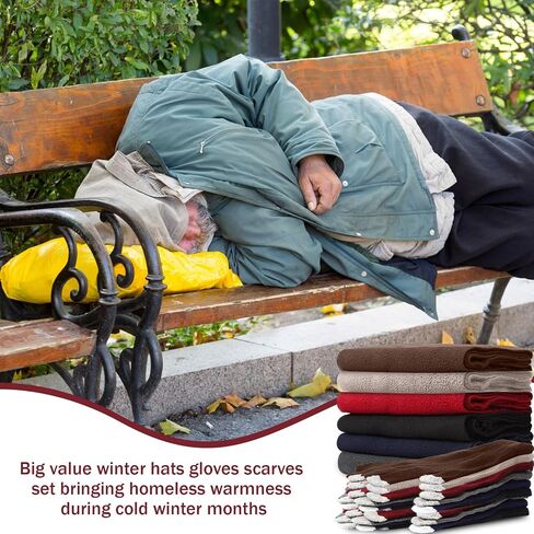 Suhine Winter Hat Scarf Gloves Set Warm Fleece Scarves Touch Screen Gloves Winter Knit Beanie for Women Men Donation Homeless in Saudi Arabia