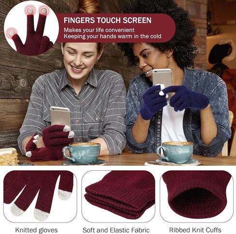 Suhine Winter Hat Scarf Gloves Set Warm Fleece Scarves Touch Screen Gloves Winter Knit Beanie for Women Men Donation Homeless in Saudi Arabia