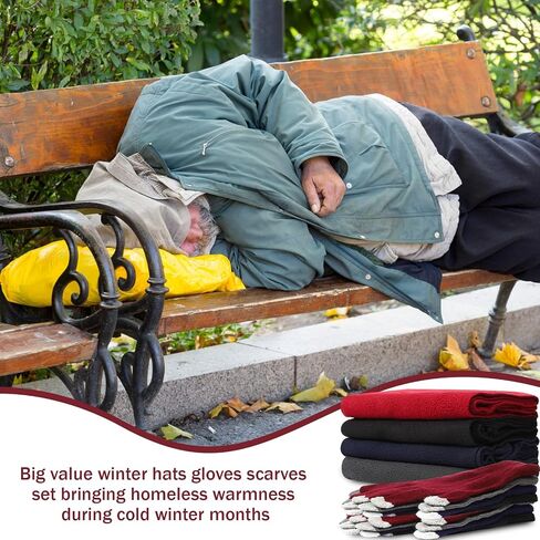 Suhine Winter Hat Scarf Gloves Set Warm Fleece Scarves Touch Screen Gloves Winter Knit Beanie for Women Men Donation Homeless in Saudi Arabia