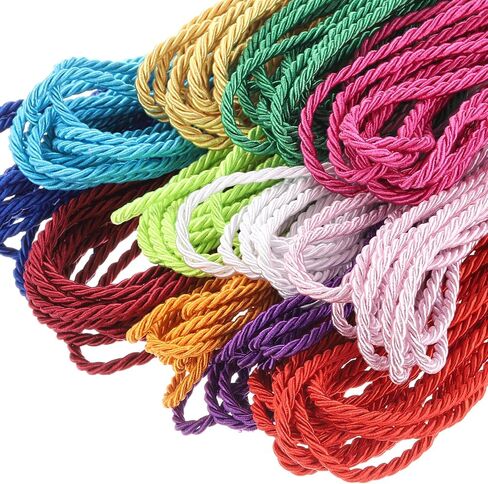 MECCANIXITY Twisted Cord Trim, 5 Yard 3mm 3-Ply Twine Braided Rope Shiny Thread String for Craft Gift Bag Curtain Christmas Decor, Silver - 5m in Saudi Arabia