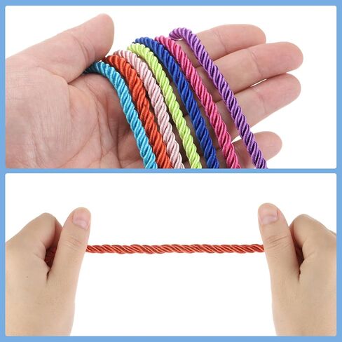 MECCANIXITY Twisted Cord Trim, 5 Yard 3mm 3-Ply Twine Braided Rope Shiny Thread String for Craft Gift Bag Curtain Christmas Decor, Silver - 5m in Saudi Arabia