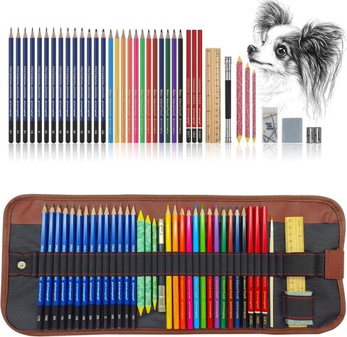 Drawing Sketching Kit Graphite Charcoal Colored Pencils for Artists Beginners Ideal for Drawing Sketching Shading, Premium Watercolors Paper Erasable 39Pcs Art Supply Kit Set in Saudi Arabia