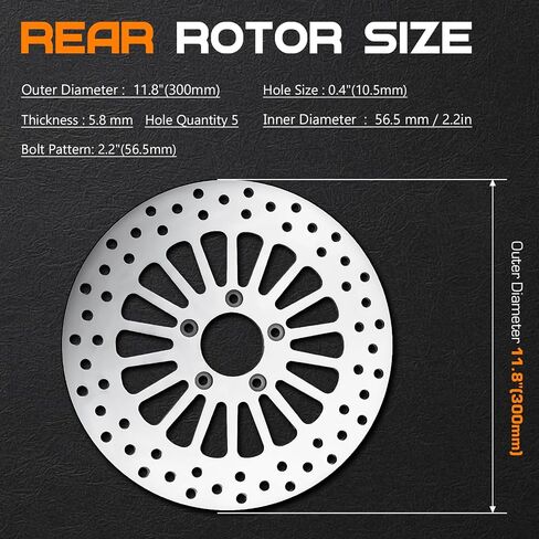 11.8'' Rear Brake Rotor with Bolts for Harley Road King FLHR 2008-2016/for Street Glide FLHX 2008-2013/for Road Glide/for Electra Glide FLHTCU FLHT Polished Stainless Steel Brake Disc Rotor in Saudi Arabia