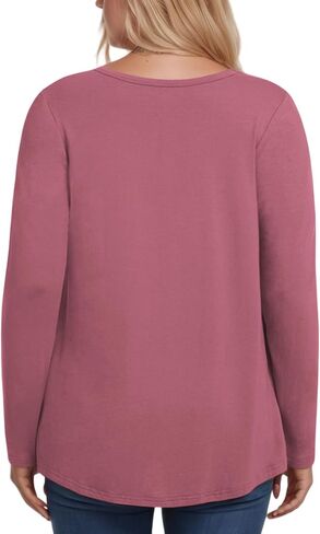 VISLILY Womens-Plus-Size-Dressy-Tops Cute V Neck Henley Shirts Flowy Pleated Long Sleeve Tunic Fall Casual Buttons Up Blouses in Kuwait