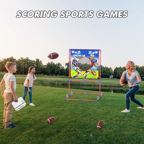 VATOS Football Toss Target Games with 4 Inflatable Footballs - Indoor Outdoor Backyard Throwing Sport Toy for Kids, Football Passing Targets Party Game for Boys Girls and Family Fun Play in Kuwait