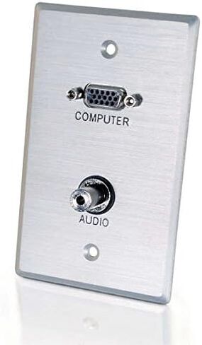C2G Legrand HDMI VGA and AUX Wall Pass Through, Pass Through Wall Plate for In Wall Cable Management, Brushed Aluminium, Silver, 1 Count, C2G 60144 in Kuwait