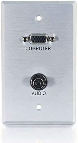 C2G Legrand HDMI VGA and AUX Wall Pass Through, Pass Through Wall Plate for In Wall Cable Management, Brushed Aluminium, Silver, 1 Count, C2G 60144 in Kuwait
