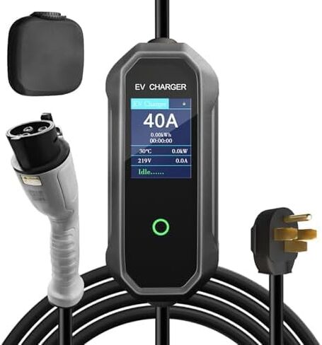 Level 2 EV Charger (40 Amp 110-240V 23ft Cable NEMA 14-50P), Mobile Portable Electric Vehicle Charger Plug-in Home EV Charging Station for SAE J1772 Evs Adjustable Current ﻿ in Saudi Arabia