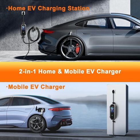 Level 2 EV Charger (40 Amp 110-240V 23ft Cable NEMA 14-50P), Mobile Portable Electric Vehicle Charger Plug-in Home EV Charging Station for SAE J1772 Evs Adjustable Current ﻿ in Saudi Arabia