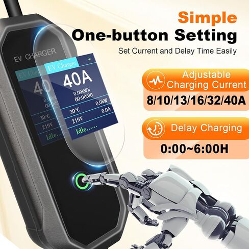 Level 2 EV Charger (40 Amp 110-240V 23ft Cable NEMA 14-50P), Mobile Portable Electric Vehicle Charger Plug-in Home EV Charging Station for SAE J1772 Evs Adjustable Current ﻿ in Saudi Arabia