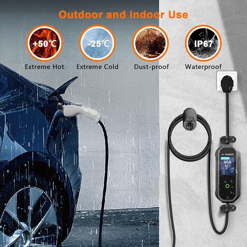 Level 2 EV Charger (40 Amp 110-240V 23ft Cable NEMA 14-50P), Mobile Portable Electric Vehicle Charger Plug-in Home EV Charging Station for SAE J1772 Evs Adjustable Current ﻿ in Saudi Arabia