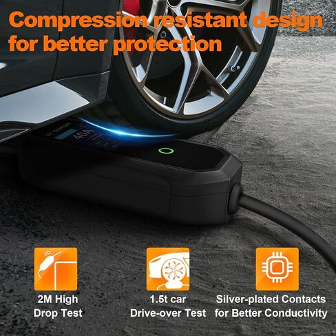 Level 2 EV Charger (40 Amp 110-240V 23ft Cable NEMA 14-50P), Mobile Portable Electric Vehicle Charger Plug-in Home EV Charging Station for SAE J1772 Evs Adjustable Current ﻿ in Saudi Arabia