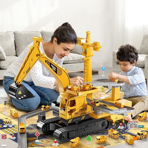 ألعاب سيارات شاحنات البناء للأطفال الصغار، مسارات سباق الحفار الهندسية للأطفال، ألعاب رافعة الحفارات للأطفال من عمر 3 إلى 5 سنوات، هدايا عيد ميلاد للأطفال من سن 3 4 5 6 سنوات in Saudi Arabia