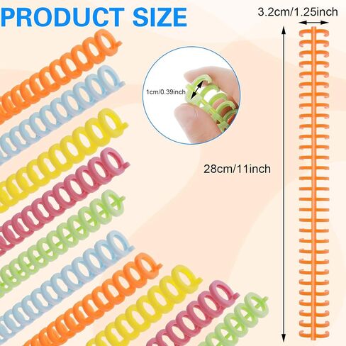 10Pcs Comb Binding Spines, Plastic Binding Combs for Spiral Book Binder 2/5 Inch Diameter 30 Ring Binding Spines for Student Teacher Business Document File, Easy to Open Close Adding Pages(5 Color) in Saudi Arabia