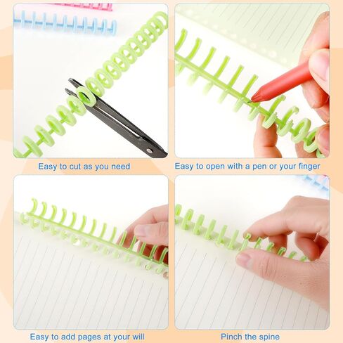 10Pcs Comb Binding Spines, Plastic Binding Combs for Spiral Book Binder 2/5 Inch Diameter 30 Ring Binding Spines for Student Teacher Business Document File, Easy to Open Close Adding Pages(5 Color) in Saudi Arabia