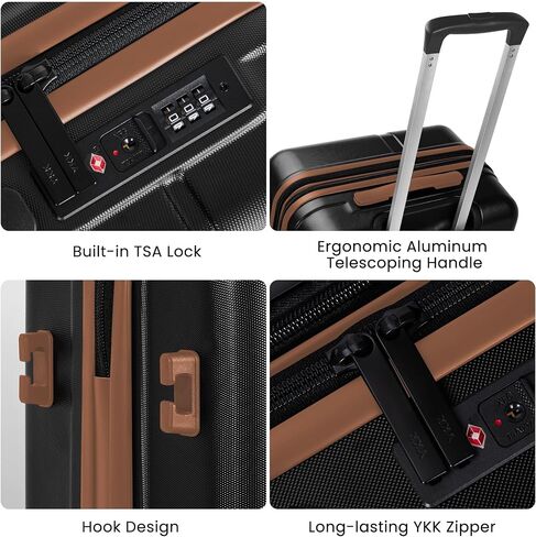 Luggage Sets 4 Piece Suitcase Set with Spinner Wheel, Hardshell Luggage Sets with TSA Lock, Expandable Travel Luggage Set, Black in Saudi Arabia