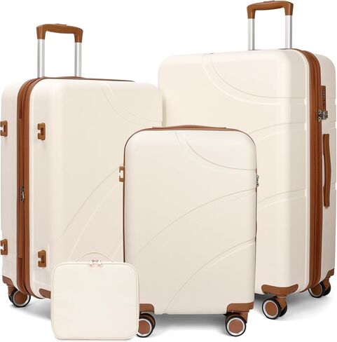 Luggage Sets 4 Piece Suitcase Set with Spinner Wheel, Hardshell Luggage Sets with TSA Lock, Expandable Travel Luggage Set, Black in Saudi Arabia
