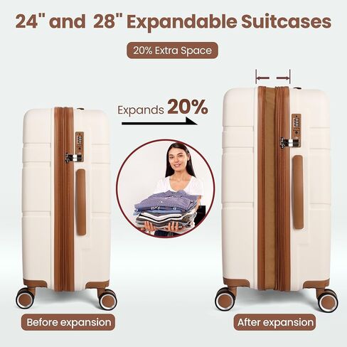 Luggage Sets 4 Piece Suitcase Set with Spinner Wheel, Hardshell Luggage Sets with TSA Lock, Expandable Travel Luggage Set, Black in Saudi Arabia