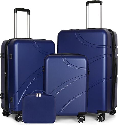 Luggage Sets 4 Piece Suitcase Set with Spinner Wheel, Hardshell Luggage Sets with TSA Lock, Expandable Travel Luggage Set, Black in Saudi Arabia