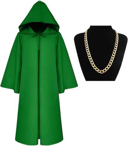 Hooded Cloak With Chain Hip Hop Rapper Costume Friar Priest Monk Robe Halloween Adult Teens Outfit Dress Up in Saudi Arabia