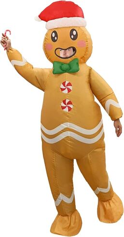 AerWo عيد الميلاد نفخ زي الكبار، لطيف رجل الزنجبيل زي تفجير زي عيد الميلاد للنساء / الرجال، مريحة نفخ رجل الزنجبيل زي لعيد الميلاد تأثيري حزب حلي in Kuwait