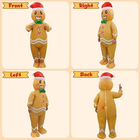 AerWo عيد الميلاد نفخ زي الكبار، لطيف رجل الزنجبيل زي تفجير زي عيد الميلاد للنساء / الرجال، مريحة نفخ رجل الزنجبيل زي لعيد الميلاد تأثيري حزب حلي in Kuwait