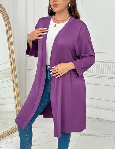 Ekouaer Women Plus Size Robe Knee Length Lightweight Bathrobe Short Kimono Robes with Pockets Maternity Robe 1X-5X in Kuwait