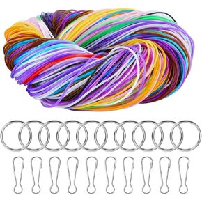 Geavo 200PCS Stretchy Bracelet String, 20 Colors 1.8mm Plastic Elastic String, Lanyard String Kit with Keychain and Hook, Gimp String DIY Craft for Beading, Necklaces, Keychain for Adult Kids